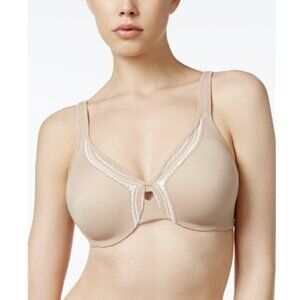 Olga Lace Necklace Minimizer Bra Toasted Almond W Ivory (Nude 4) 36C NWT